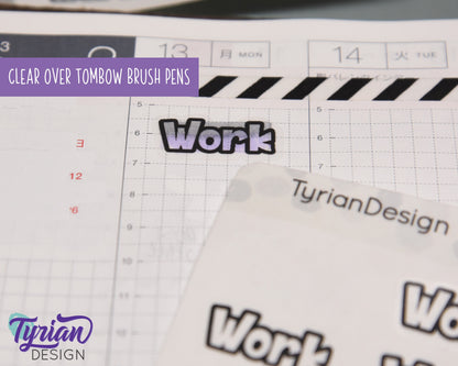 Work Stickers  | 21 Stickers | .96" x .47" Each | Detroit Font