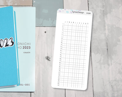 365 Tracker Full Page Sticker Hobonichi Weeks | 1 Sticker | Sized to fit full page