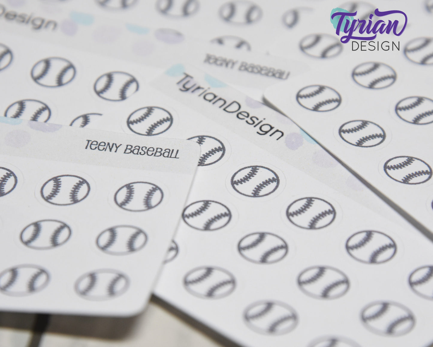 Baseball Stickers | Tiny Baseball stickers | Mini sheet | 18 stickers | .45 x .45" each | Baseball icon | White or Clear Matte