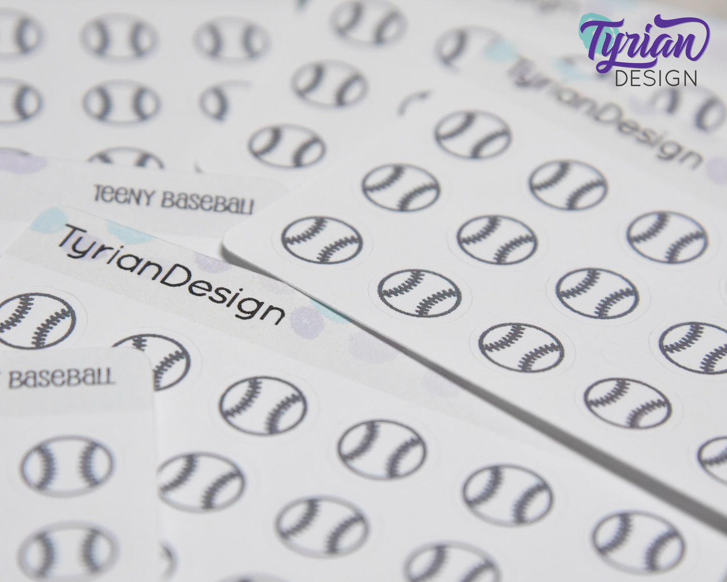 Baseball Stickers | Tiny Baseball stickers | Mini sheet | 18 stickers | .45 x .45" each | Baseball icon | White or Clear Matte