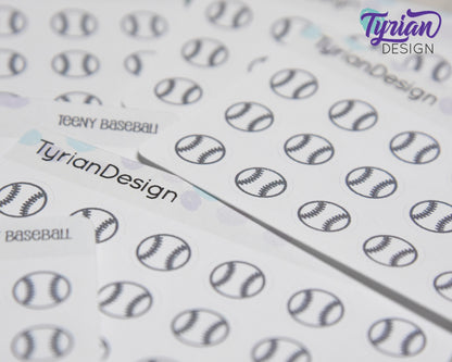 Baseball Stickers | Tiny Baseball stickers | Mini sheet | 18 stickers | .45 x .45" each | Baseball icon | White or Clear Matte