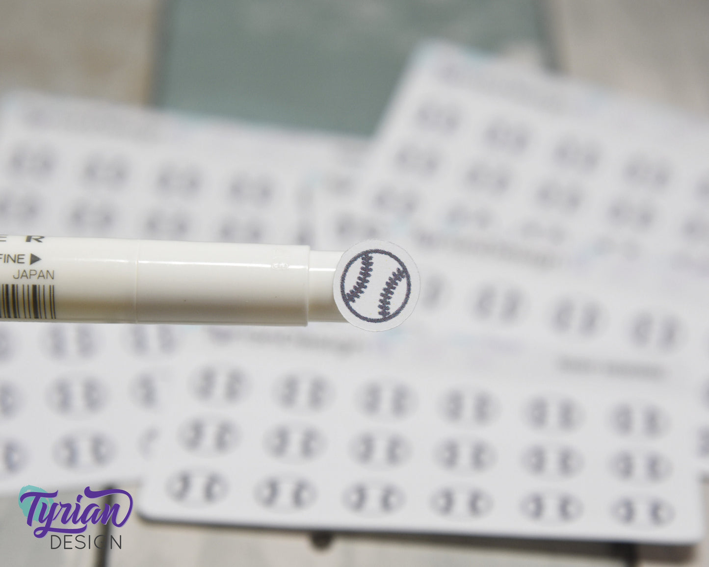 Baseball Stickers | Tiny Baseball stickers | Mini sheet | 18 stickers | .45 x .45" each | Baseball icon | White or Clear Matte