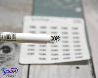 Oops Stickers | 40 Stickers | .48" x .34" Each |  Beau Font