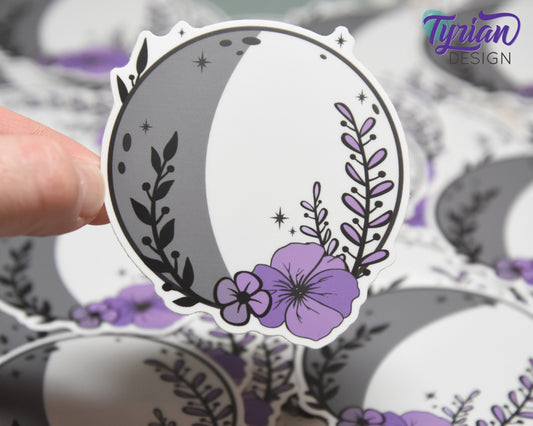 Waxing Gibbous Moon Vinyl Sticker | High quality weather proof vinyl | 3"