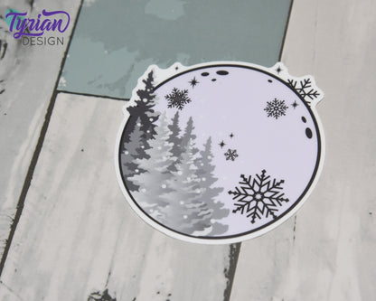 Full Winter Moon Vinyl Sticker | High quality weather proof vinyl | 3" | Moon with Trees sticker | Moon Sticker