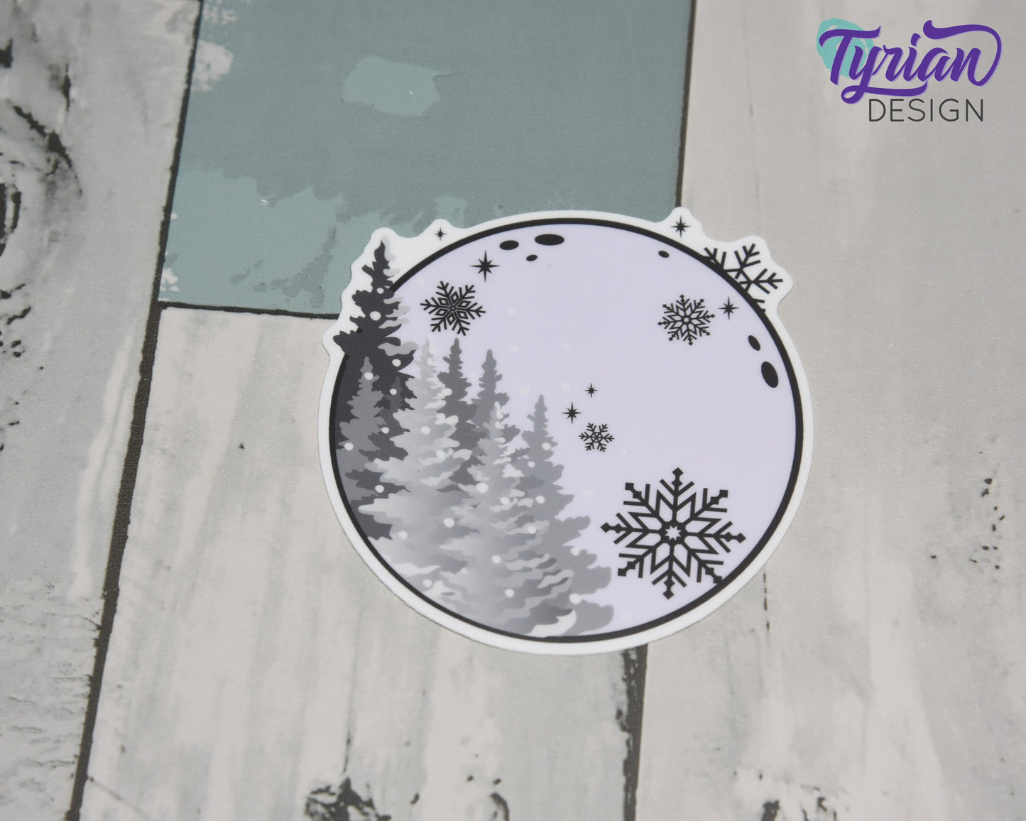 Full Winter Moon Vinyl Sticker | High quality weather proof vinyl | 3" | Moon with Trees sticker | Moon Sticker