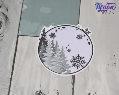 Full Winter Moon Vinyl Sticker | High quality weather proof vinyl | 3" | Moon with Trees sticker | Moon Sticker