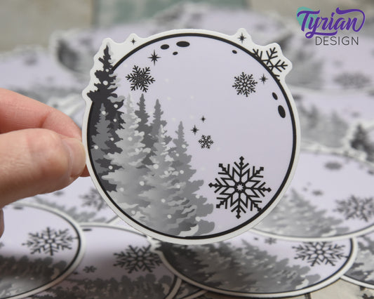 Full Winter Moon Vinyl Sticker | High quality weather proof vinyl | 3" | Moon with Trees sticker | Moon Sticker