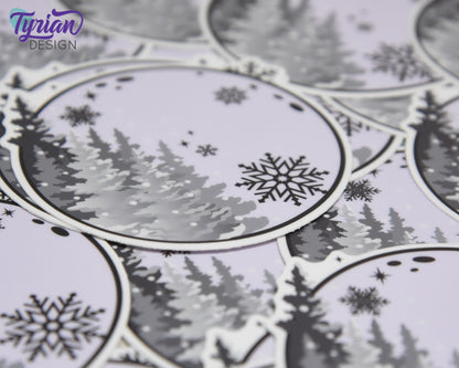 Full Winter Moon Vinyl Sticker | High quality weather proof vinyl | 3" | Moon with Trees sticker | Moon Sticker