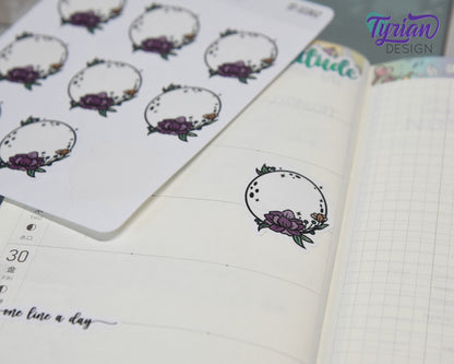 Moon Stickers | Variety Sheet of Moons | 9 Different Stickers per sheet | 1 x 1" Sticker size | | 3.5 x 4.5" Sheet | White or Clear Matte