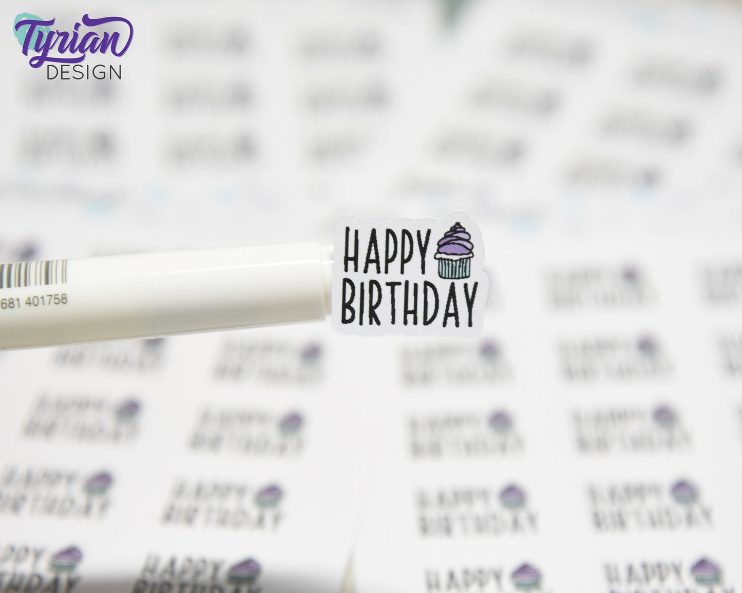 Happy Birthday Stickers | 15 Stickers | .8" x .63" Each | Charley Font