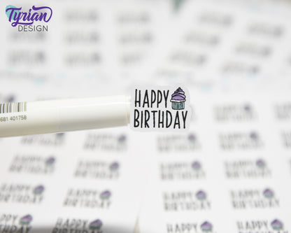 Happy Birthday Stickers | 15 Stickers | .8" x .63" Each | Charley Font
