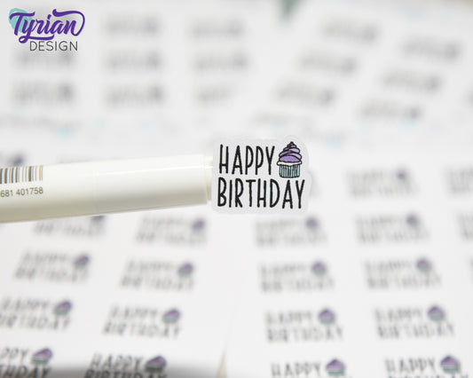 Happy Birthday Stickers | 15 Stickers | .8" x .63" Each | Charley Font