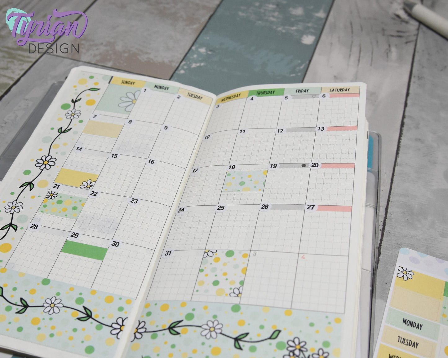 Daisy Monthly Kit | Hobonichi Weeks | 17 Stickers