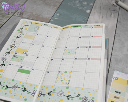 Daisy Monthly Kit | Hobonichi Weeks | 17 Stickers
