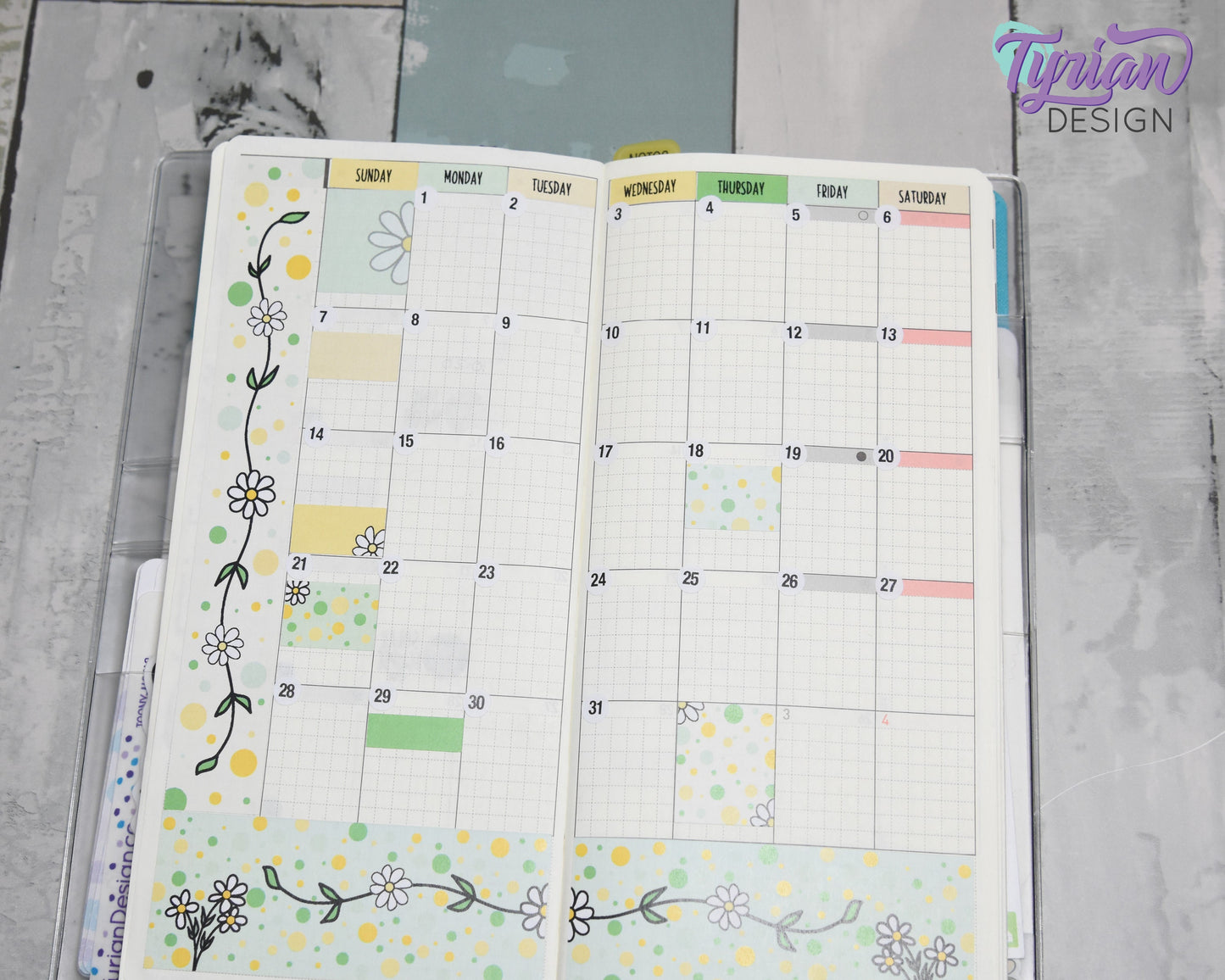 Daisy Monthly Kit | Hobonichi Weeks | 17 Stickers