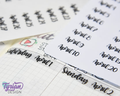Days of the week Stickers | 28 Stickers | .38 High" Each | Izzy Font