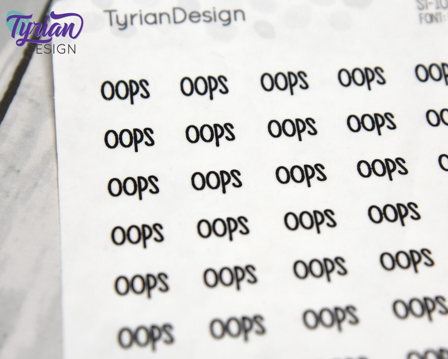 Oops Stickers | 40 Stickers | .48" x .34" Each |  Beau Font