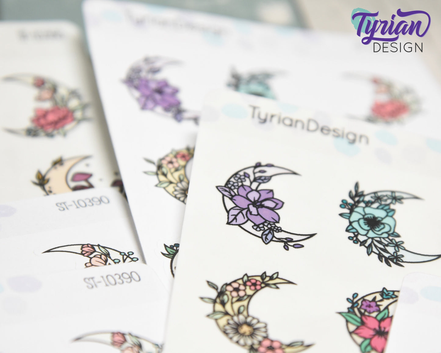 Moon Stickers | Variety Sheet of Moons | 9 Different Stickers per sheet | 1 x 1" Sticker size | | 3.5 x 4.5" Sheet | White or Clear Matte