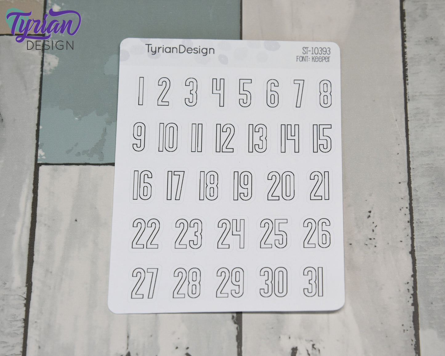 Dates of the Month Stickers | 31 Stickers | .6"H x Various Width  | Keeper Font