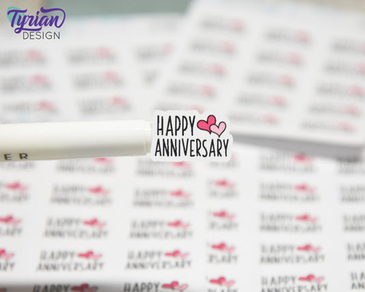 Happy Anniversary Stickers | 15 Stickers | .95" x .58" Each | Charley Font