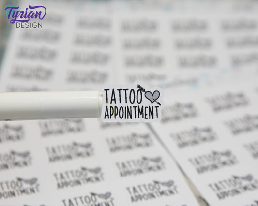 Tattoo Appointment Stickers| 15 Stickers | .97" x .61" Each | Charley Font