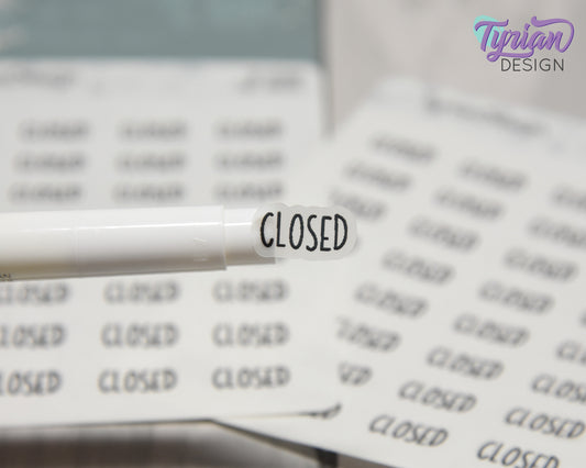 Closed Sticker | 32 Stickers | .63" x .35" Each