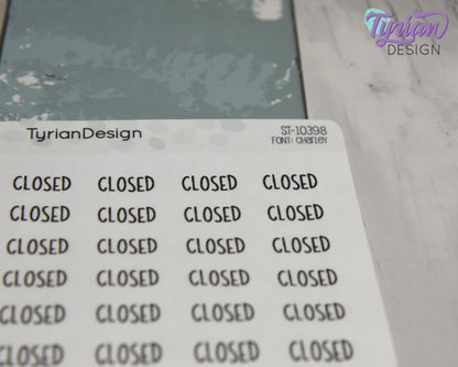 Closed Sticker | 32 Stickers | .63" x .35" Each