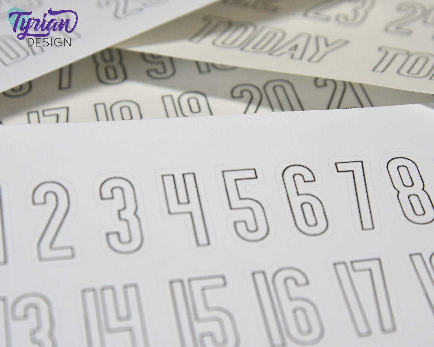 1-31 Stickers | Dates of the Month Stickers | 33 Stickers | .85"H x Various Width  | 5 x 7.25" Sheet | White or Clear Matte | Keeper Font