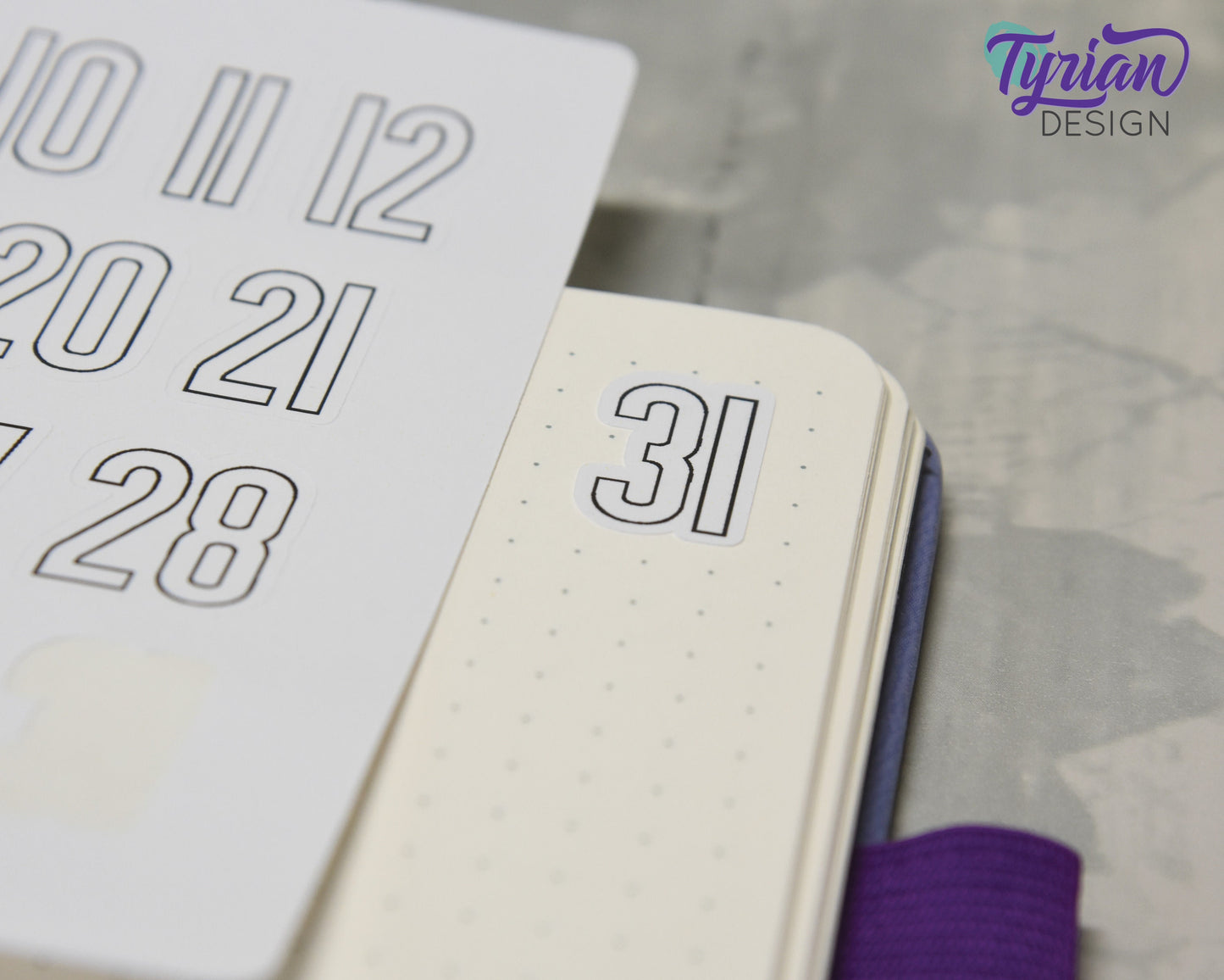 1-31 Stickers | Dates of the Month Stickers | 33 Stickers | .85"H x Various Width  | 5 x 7.25" Sheet | White or Clear Matte | Keeper Font