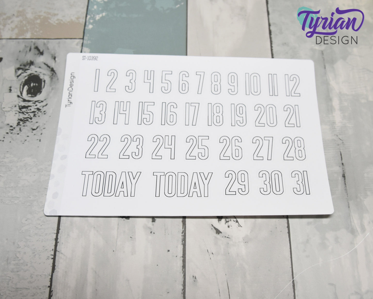 1-31 Stickers | Dates of the Month Stickers | 33 Stickers | .85"H x Various Width  | 5 x 7.25" Sheet | White or Clear Matte | Keeper Font