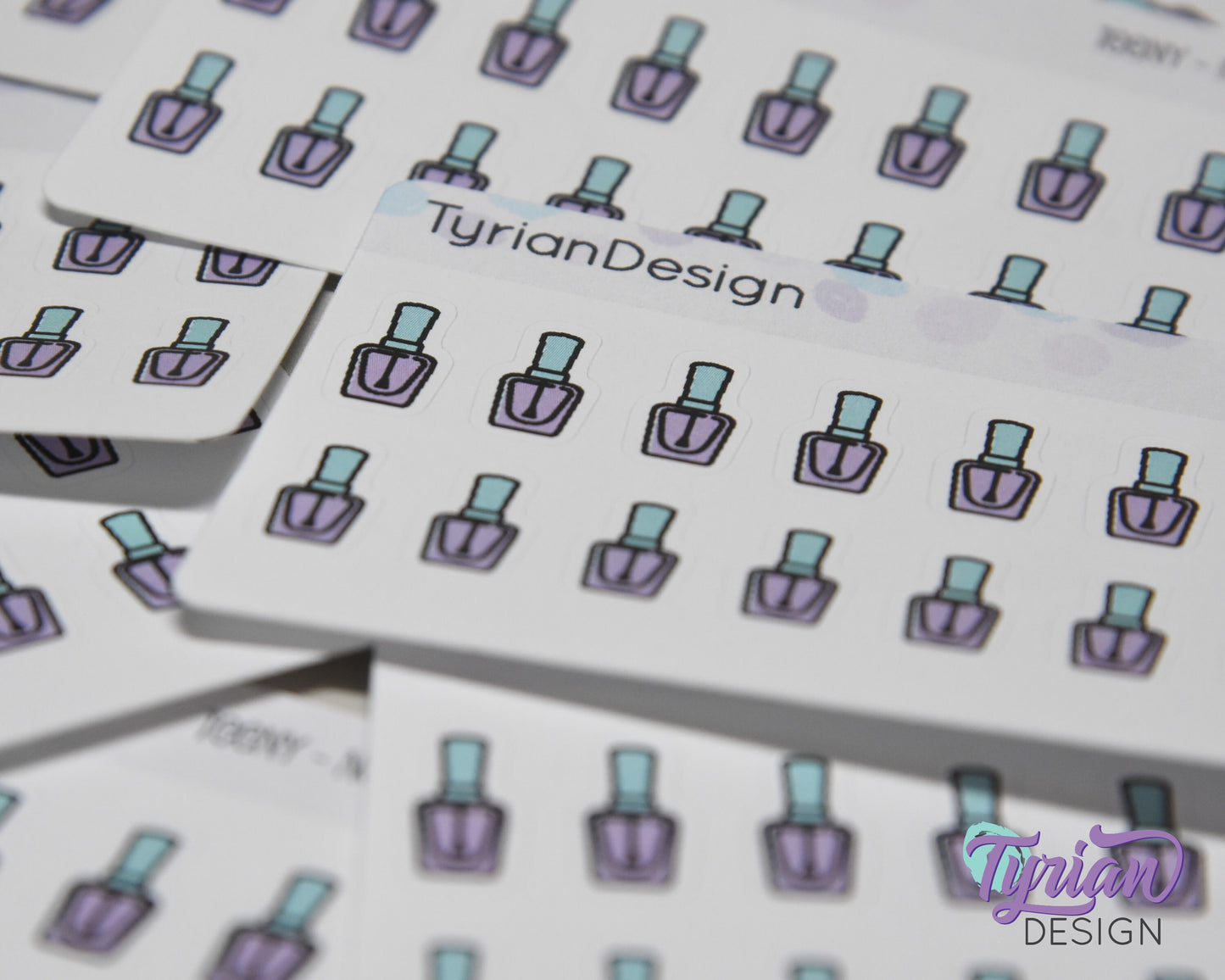 Nails Teeny Stickers | Nail Polish stickers | 16 Stickers | .33" x .58" Each | 3.375" x 2.125" Mini Sheet | White or Clear