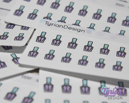 Nails Teeny Stickers | Nail Polish stickers | 16 Stickers | .33" x .58" Each | 3.375" x 2.125" Mini Sheet | White or Clear