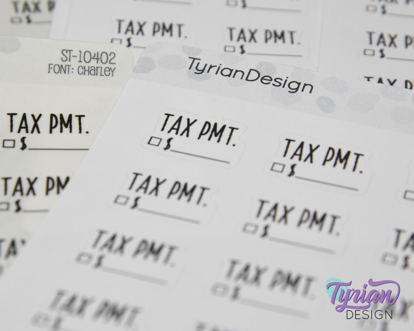 Tax Payment Stickers | 15 Stickers | .81" x .54" Each | Charley Font