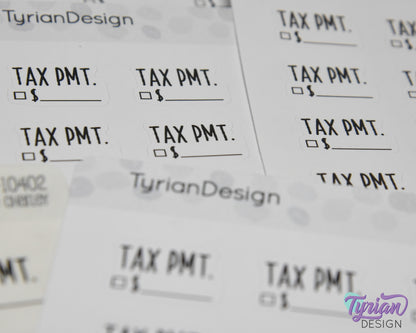Tax Payment Stickers | 15 Stickers | .81" x .54" Each | Charley Font