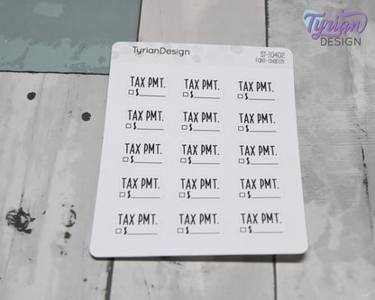 Tax Payment Stickers | 15 Stickers | .81" x .54" Each | Charley Font