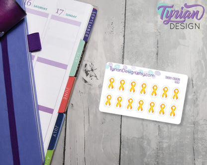 Mini Awareness Ribbon | 14 Stickers | .33" x .57"each