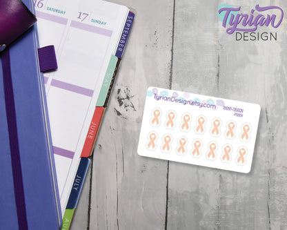 Mini Awareness Ribbon | 14 Stickers | .33" x .57"each