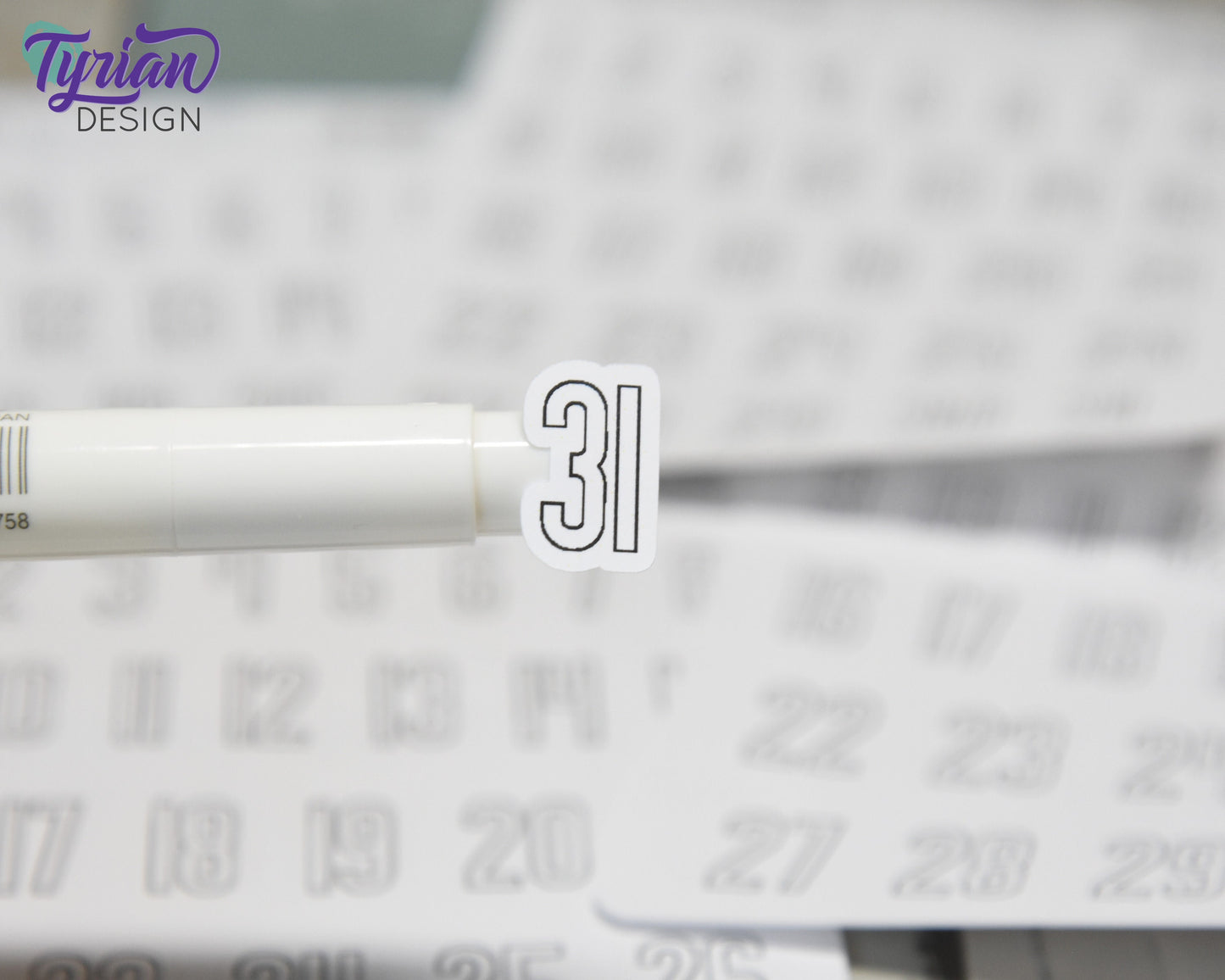 Dates of the Month Stickers | 31 Stickers | .6"H x Various Width  | Keeper Font