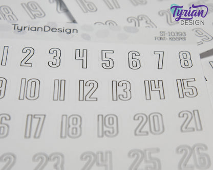 Dates of the Month Stickers | 31 Stickers | .6"H x Various Width  | Keeper Font