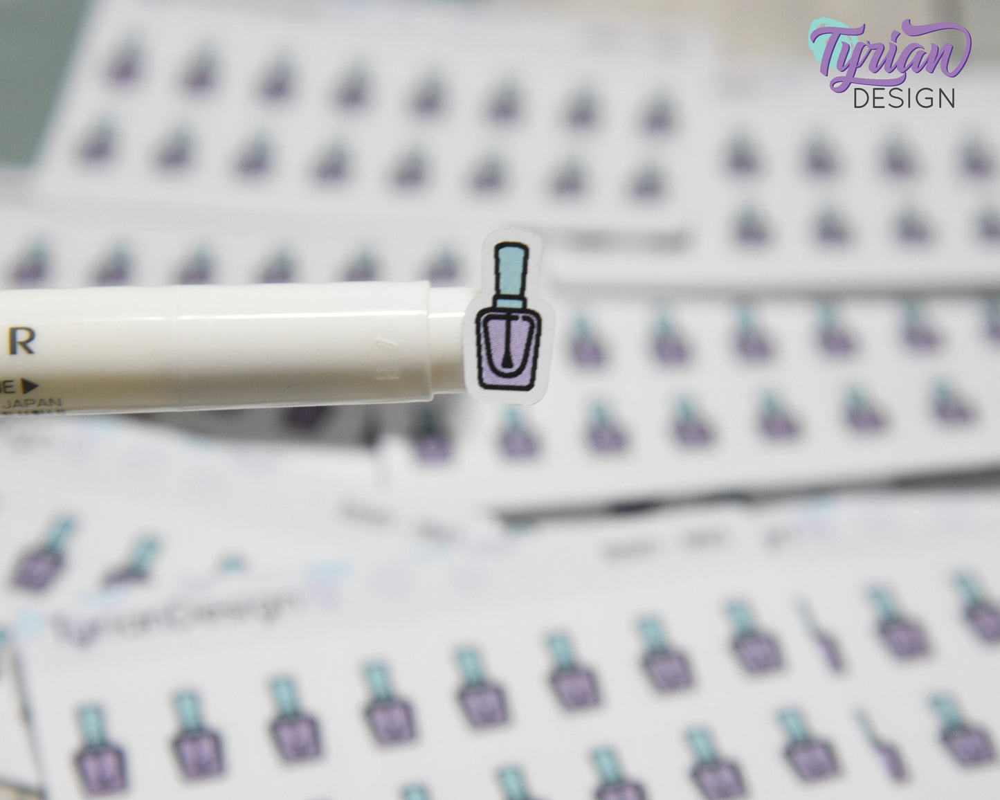 Nails Teeny Stickers | Nail Polish stickers | 16 Stickers | .33" x .58" Each | 3.375" x 2.125" Mini Sheet | White or Clear