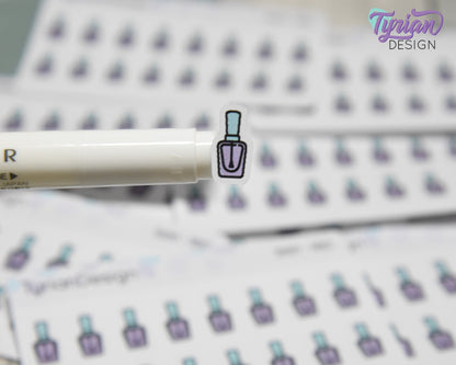 Nails Teeny Stickers | Nail Polish stickers | 16 Stickers | .33" x .58" Each | 3.375" x 2.125" Mini Sheet | White or Clear