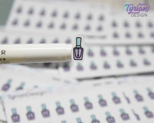 Nails Teeny Stickers | Nail Polish stickers | 16 Stickers | .33" x .58" Each | 3.375" x 2.125" Mini Sheet | White or Clear