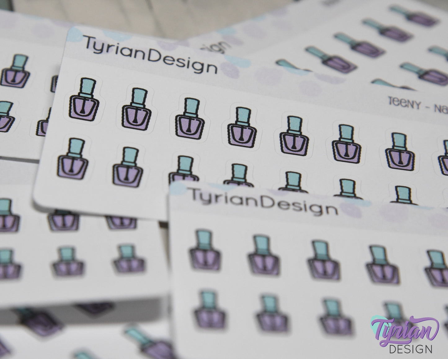 Nails Teeny Stickers | Nail Polish stickers | 16 Stickers | .33" x .58" Each | 3.375" x 2.125" Mini Sheet | White or Clear