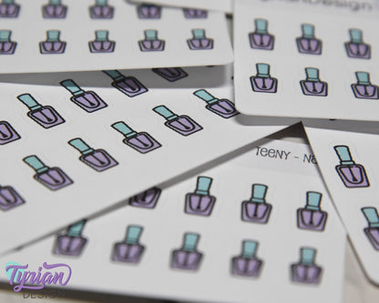 Nails Teeny Stickers | Nail Polish stickers | 16 Stickers | .33" x .58" Each | 3.375" x 2.125" Mini Sheet | White or Clear