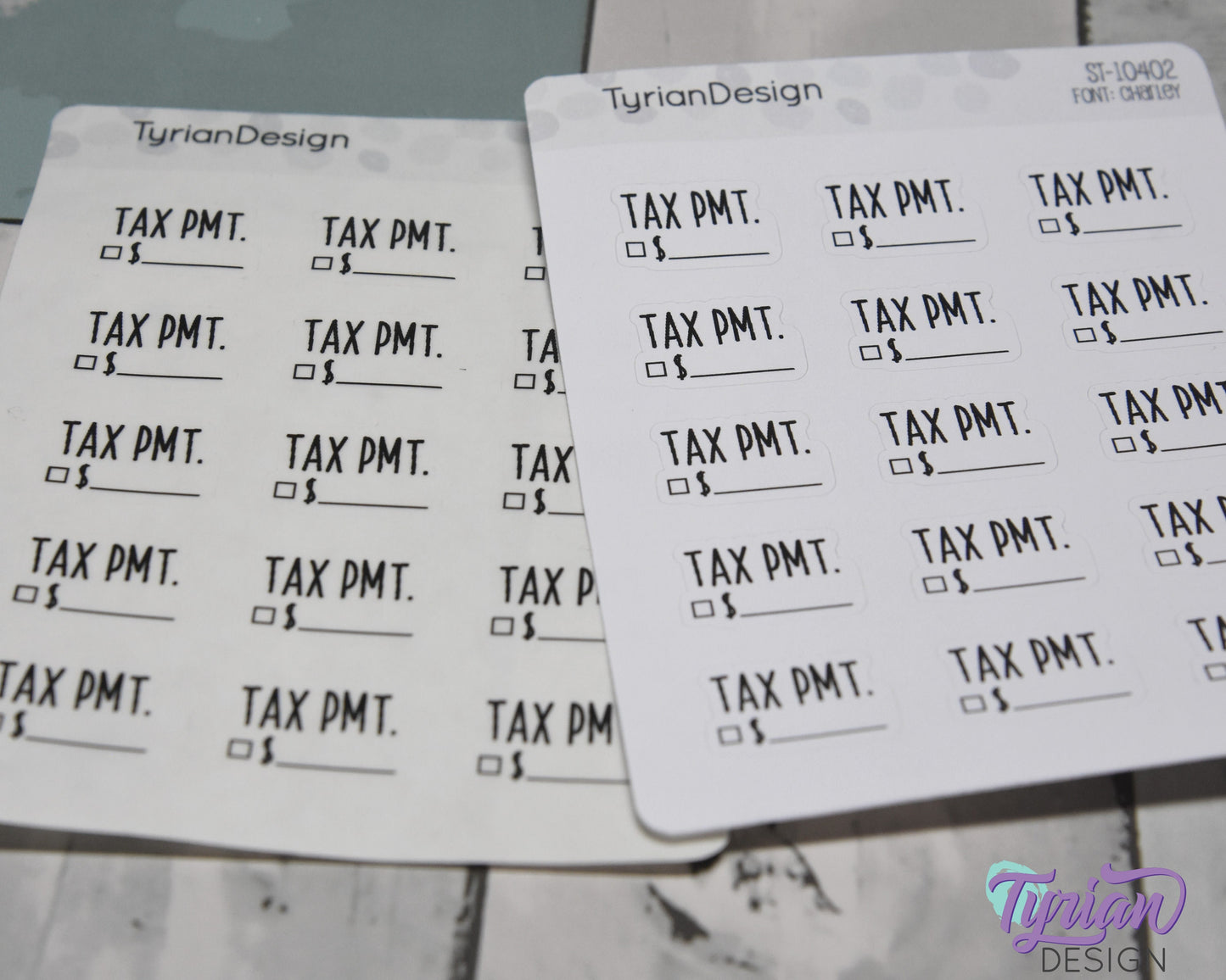 Tax Payment Stickers | 15 Stickers | .81" x .54" Each | Charley Font