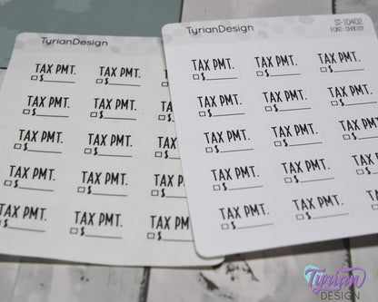 Tax Payment Stickers | 15 Stickers | .81" x .54" Each | Charley Font