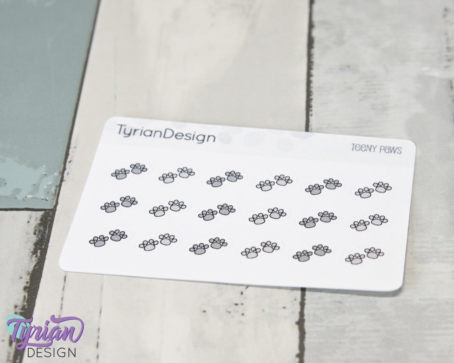 Paw Print Teeny Stickers | Tiny Paw stickers | 18 Stickers | .46" x .34" Each | 3.375" x 2.125" Mini Sheet | White or Clear