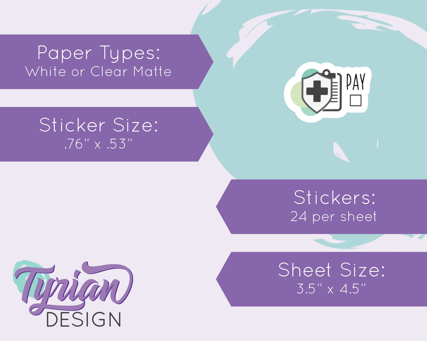 Medical Insurance Stickers | 24 stickers | .76 x .53"  size