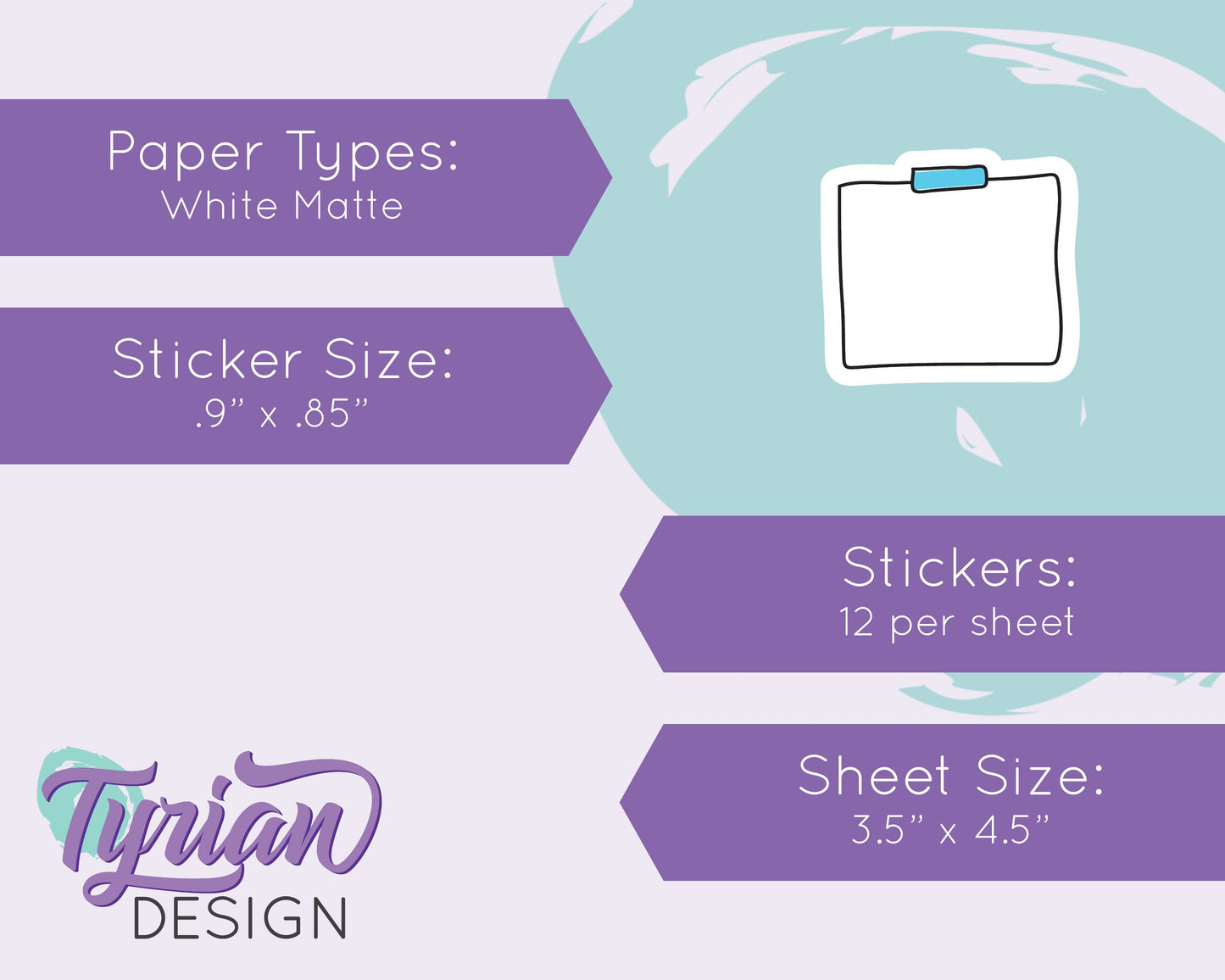 Sticky Note Stickers |12 Stickers | 1" x1" Each | Various Colors